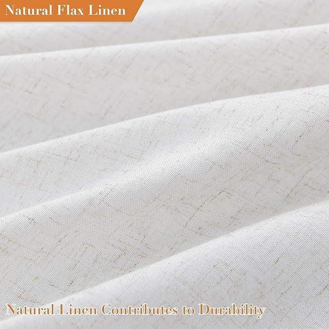Nanspring Beige White Boho Linen Shower Curtain 72 Inch Long Fancy Hotel Style Textured Fabric Weighted Tassel Shower Curtain Set with Hooks Modern Bohemian Style Bath Decor for Bathroom 72x72 - ModernBath