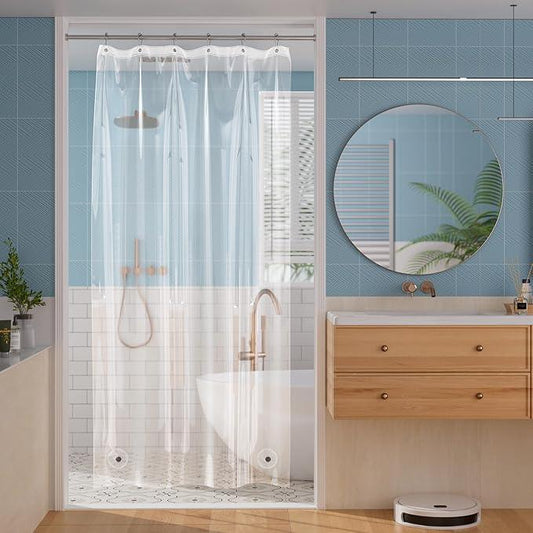 Titanker Shower Stall Curtain Liner, 36x72 Clear PEVA Lightweight Single Stall Narrow Shower Curtain for Bathroom with 2 Magnets and 6 Rustproof Grommet Holes - ModernBath