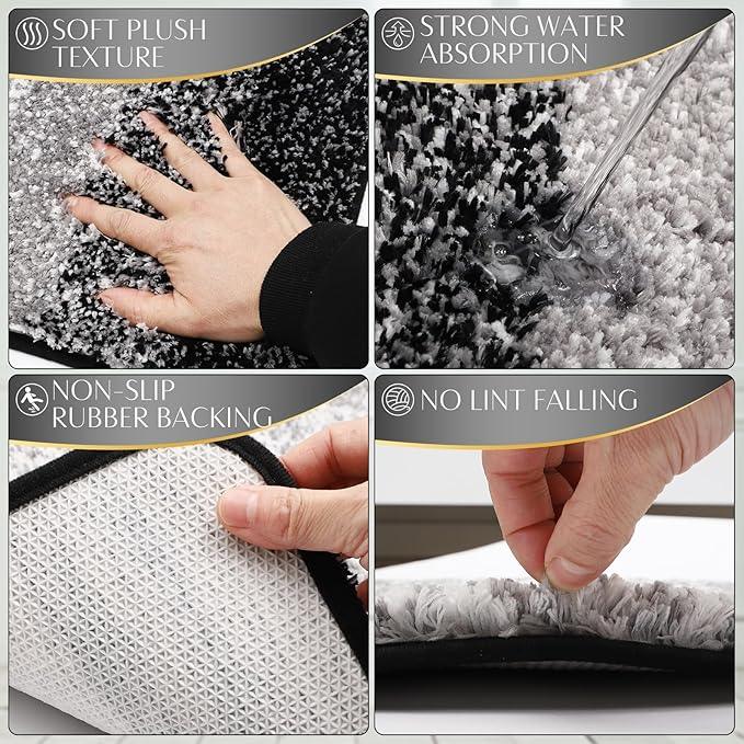 WSBArt 32PCS Bathroom Set Bathroom Sets with Shower Curtain and Rugs Black Bathroom Accessories,Shower Curtain Set,Bathroom Rug Set with Bathroom Trash Can - ModernBath