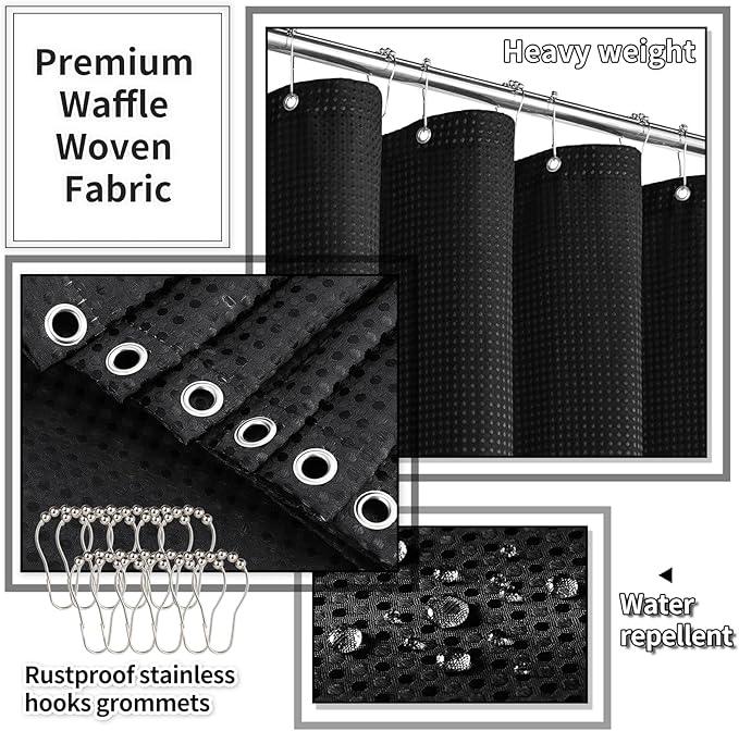 XLHOMO 26PC Bathroom Accessories Set - Gorgeous Black Bathroom Set, Bathroom Accessory Set, Black Shower Curtain Set with Bathtub Mats for Shower Tub - ModernBath
