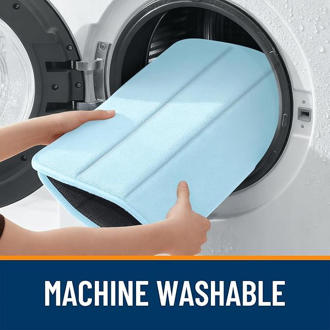 OLANLY Memory Foam Bath Mat 44x24, Super Soft Absorbent Bathroom Rugs, Quick Dry, Machine Washable Shower Floor Rugs, Bathmat Carpet, Bathroom Home Decor Accessories, Sky Blue - ModernBath