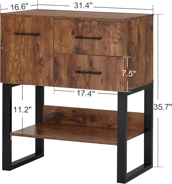 BarberPub Styling Barber Station, Wall Mount Storage Cabinet, Salon Equipment for Hair Stylist, Spa Beauty Makeup Organizer, Bathroom Dresser with Drawers & Shelf 3185 (Brown & Black) - ModernBath