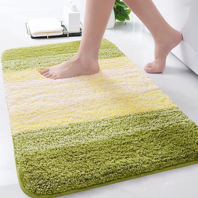 Arotive Microfiber Bathroom Rugs, Shaggy Soft and Absorbent Bath Rug, Non-Slip, Thick Plush Machine Washable Dry Bath Mats for Bathroom, Tub and Shower, 30x20, Olive Green, Rectangular - ModernBath