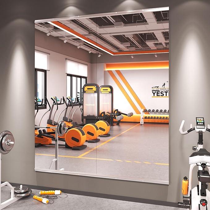 Amorho 63''x28''(Each)-2PCS Gym Mirror, Tempered Glass, Frameless Full Body Mirror for Home, Yoga Studios, Dance Rooms, Garage Gyms. - ModernBath