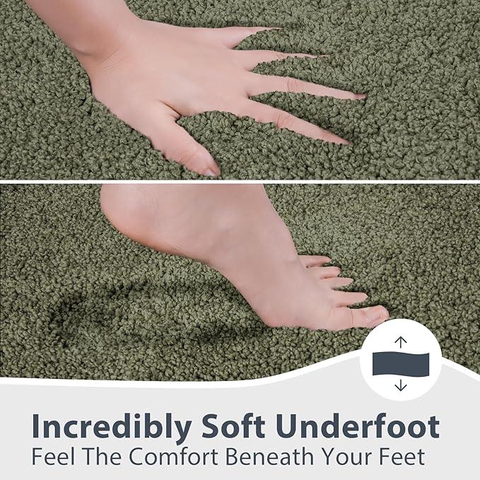 anllugs Bathroom Rugs 30" x 60", Non-Slip Extra Soft Absorbent Bath Rugs, Machine Washable Quick Dry Bath Mats for Bathroom Floor, Shower, Bathtub and Sink, Olive Green & Green - ModernBath