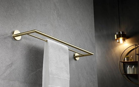 Double Towel Bar, Towel Racks for Bathroom, Double Rails Towel Holder 26 Inch, Brass Towel Shelf Wall Mounted, Double Towel Bar Brushed Gold, 077080-BG Leo Series - ModernBath