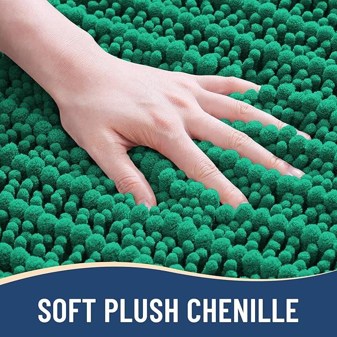 Arotive Luxury Chenille Bathroom Rug Mat, Extra Soft Thick Absorbent Shaggy Bath Rugs, Non-Slip Machine Wash Dry, Plush Bath Mats for Bathroom, Shower and Tub, 36x24, Emerald - ModernBath