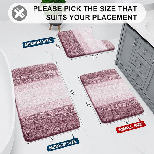 Arotive Microfiber Bathroom Rugs, Shaggy Soft and Absorbent Bath Rug, Non-Slip, Thick Plush Machine Washable Dry Bath Mats for Bathroom, Tub and Shower, 59x24, Mauve, Rectangular - ModernBath