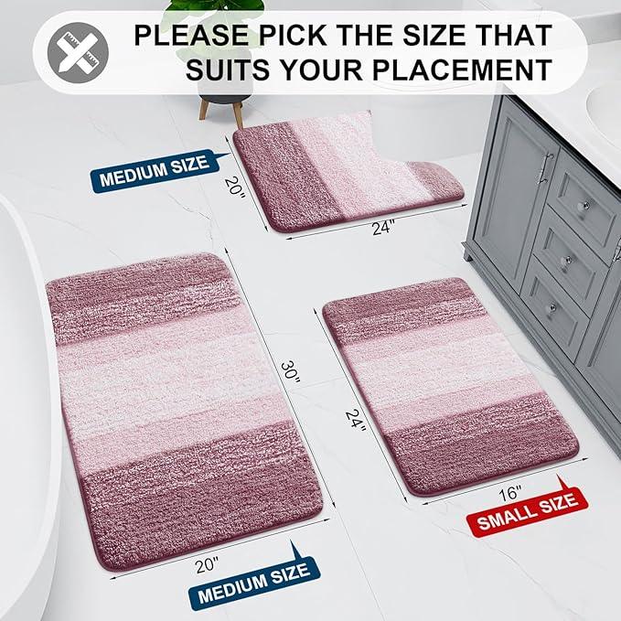Arotive Microfiber Bathroom Rugs, Shaggy Soft and Absorbent Bath Rug, Non-Slip, Thick Plush Machine Washable Dry Bath Mats for Bathroom, Tub and Shower, 30x20, Mauve, Rectangular - ModernBath