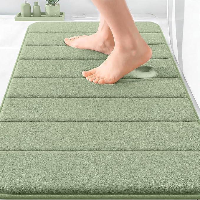 OLANLY Memory Foam Bath Mat 30x20, Super Soft Absorbent Bathroom Rugs, Quick Dry, Machine Washable Shower Floor Rugs, Bathmat Carpet, Bathroom Home Decor Accessories, Sage Green - ModernBath