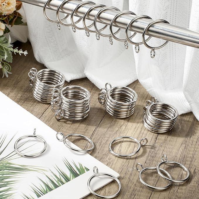 Maitys 100 Pcs Metal Curtain Rings with Eyelet 1.5-inch Inner Diameter Eyelet Curtain Rings for Drapery Clips Hooks for Sliding Window Bathroom Door Shower Rod (Silver) - ModernBath