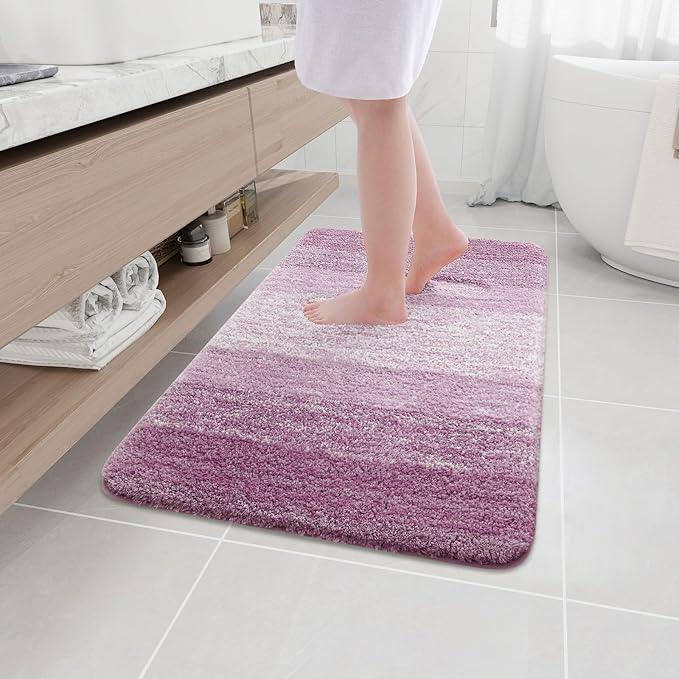 Arotive Microfiber Bathroom Rugs, Shaggy Soft and Absorbent Bath Rug, Non-Slip, Thick Plush Machine Washable Dry Bath Mats for Bathroom, Tub and Shower, 36x24, Purple, Rectangular - ModernBath