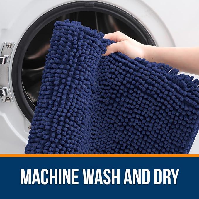 OLANLY Bathroom Rugs 30x20, Extra Soft Absorbent Chenille Bath Rugs, Rubber Backing Quick Dry, Machine Washable Bath Mats for Bathroom Floor, Tub and Shower, Home Decor Accessories, Twilight Sapphire - ModernBath