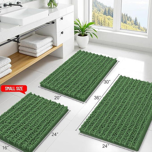 Smiry Bathroom Rugs Mat 24x16, Extra Soft Absorbent Chenille Bath Rugs, Non Slip Rubber Backing Machine Washable Quick Dry Bath Mats for Bathroom Floor, Tub, Shower, Home Accessories, Olive Green - ModernBath