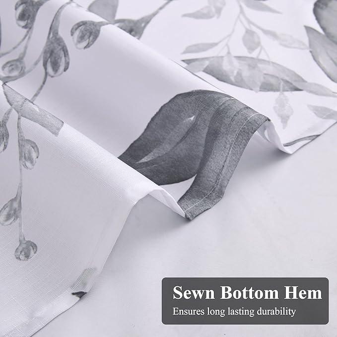 BOODII Grey Plant Watercolor Shower Curtains 72 inches Long Floral Leaf Shower Curtain for Bathroom Botanical Leaves Grey Eucalyptus Curtain Jungle Bathroom Decor 72x72 - ModernBath