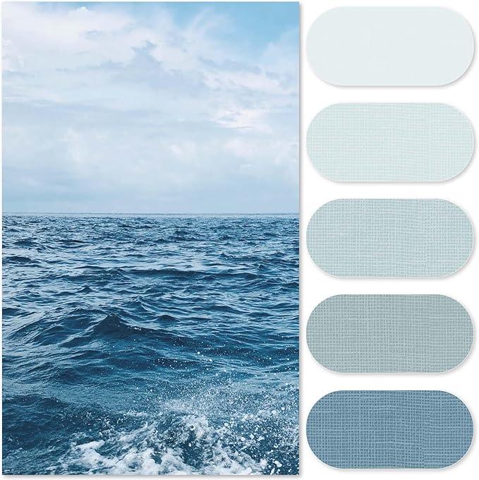 jinchan Small Stall Shower Curtain 48x72 Inches Ombre Ocean Blue Striped Shower Curtains for Bathroom Nautical Gradual Color Waterproof Fabric Minimalist Modern Neutral with 8 Hooks - ModernBath