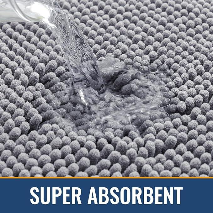 Arotive Bathroom Rugs 40x32, Extra Soft Absorbent Shaggy Chenille Bath Rugs, Machine Washable Rubber Backing Non-Slip Bath Mats for Bathroom Floor Tub and Shower, Home Decor Accessories, Grey - ModernBath