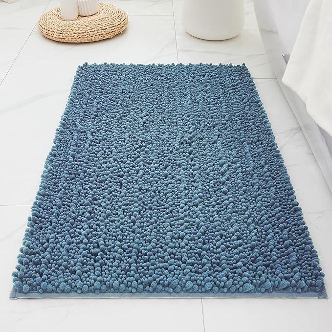 ILANGO Bathroom Rugs Light Blue 32x20,Extra Soft Absorbent Chenille Bath Rugs,Thick Non-Slip Shaggy Bath Mat,Machine Washable Quick Dry Bath Mats for Bathroom Floor, Tub, Shower Accessories - ModernBath