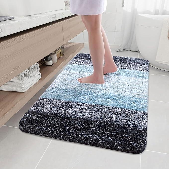 Arotive Microfiber Bathroom Rugs, Shaggy Soft and Absorbent Bath Rug, Non-Slip, Thick Plush Machine Washable Dry Bath Mats for Bathroom, Tub and Shower, 47x32, Blue, Rectangular - ModernBath