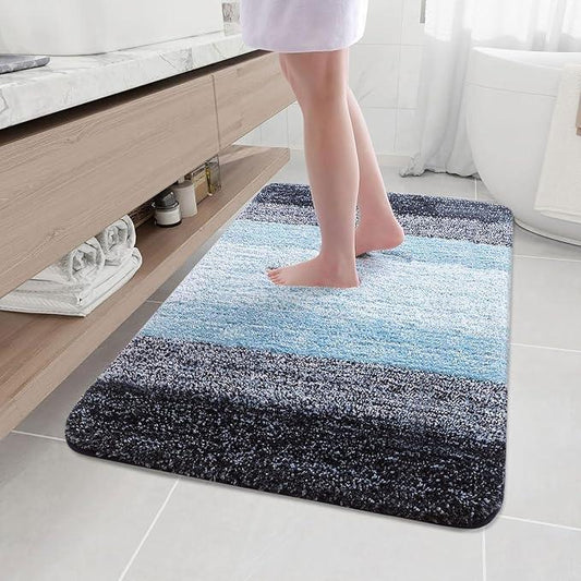 Arotive Microfiber Bathroom Rugs, Shaggy Soft and Absorbent Bath Rug, Non-Slip, Thick Plush Machine Washable Dry Bath Mats for Bathroom, Tub and Shower, 47x32, Blue, Rectangular - ModernBath
