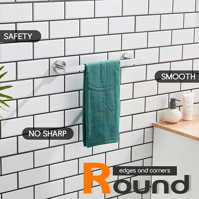 12 Inch Bathroom Towel Bar Bath Towel Rack Kitchen Towel Holder Towel Ring Wall Mounted SUS304 Stainless Steel Brushed Nickel AN4001BR-L12 - ModernBath