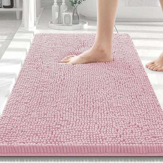 Smiry Luxury Chenille Bathroom Rugs 30x20, Extra Soft and Absorbent Shaggy Bath Mat, Machine Washable, Non-Slip Plush Carpet Runner for Tub, Shower, and Floor, Home Decor Accessories, Dusty Rose - ModernBath