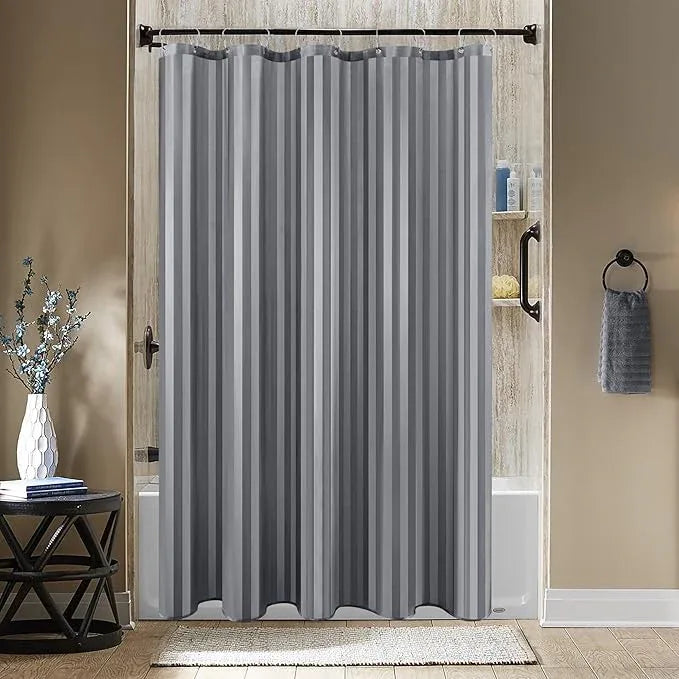 Biscaynebay Fabric Shower Curtain Liner 72" x 72", Dark Grey Water Repellent Stripes Bathroom Curtains Machine Washable - ModernBath