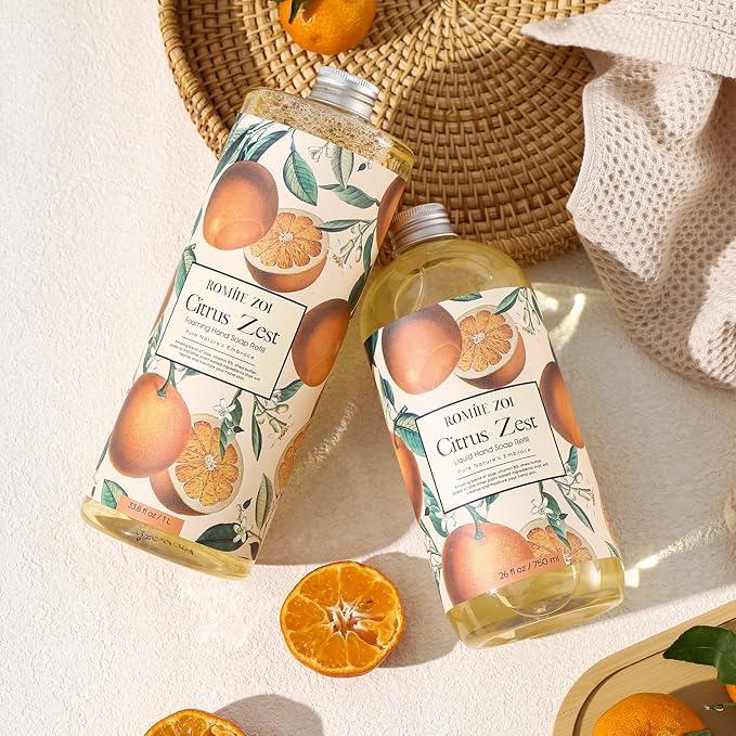 ROMIIE ZOI Liquid Hand Soap Refill, Citrus Zest, Gentle & Moisturizing Formula, 750 ML/ 26 FL OZ - ModernBath