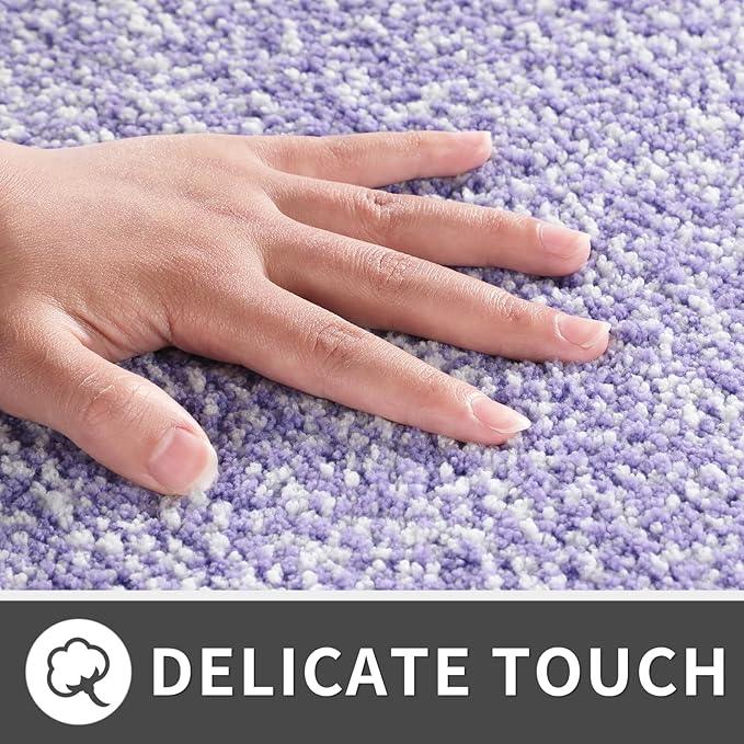 Yimobra Bathroom Rugs Non Slip Washable Ultra Soft Absorbent Microfiber Bath Mat, Dual-Tone Decor Rug with Rubber Backing for Bathroom Floor, Tub and Shower,24x17,Home Essentials,Purple and White - ModernBath