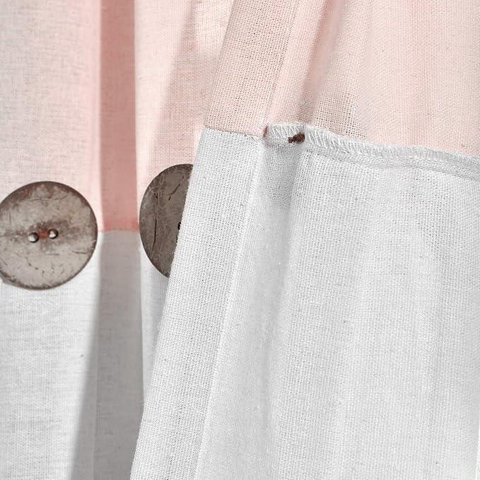 Lush Decor Linen Button Shower Curtain, 72" W x 72" L, Blush & Off White - Pink Bathroom Curtain - Fabric Shower Curtains - Farmhouse Bathroom Decor - ModernBath