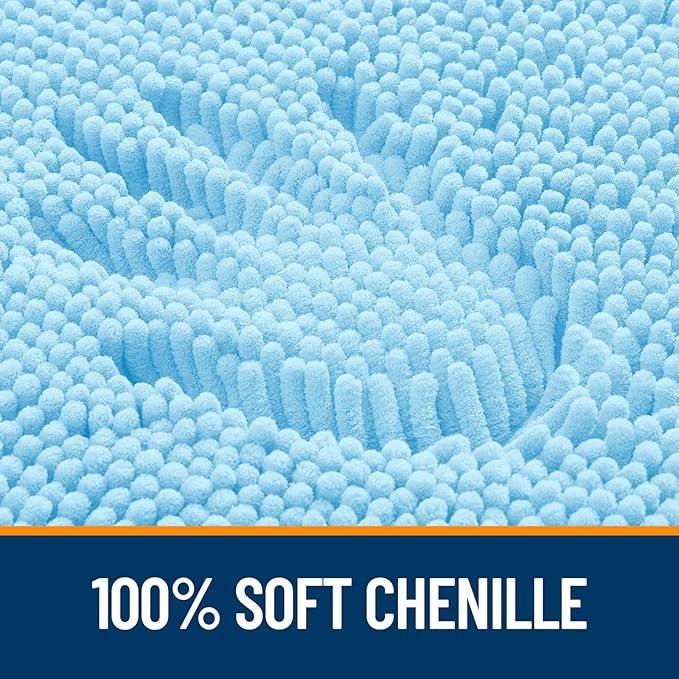 OLANLY Bathroom Rugs 70x24, Extra Soft Absorbent Chenille Bath Rugs, Rubber Backing Quick Dry, Machine Washable Bath Mats for Bathroom Floor, Tub and Shower, Home Decor Accessories, Sky Blue - ModernBath