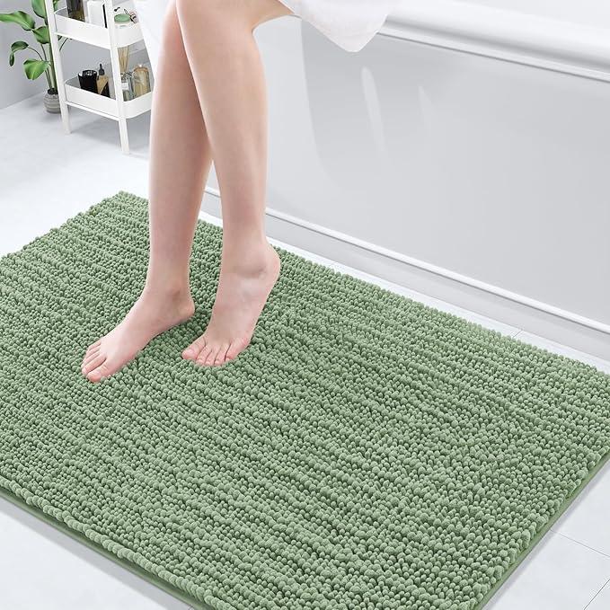 Arotive Luxury Chenille Bathroom Rug Mat, Extra Soft Thick Absorbent Shaggy Bath Rugs, Non-Slip Machine Wash Dry, Plush Bath Mats for Bathroom, Shower and Tub, 50x30, Sage Green - ModernBath