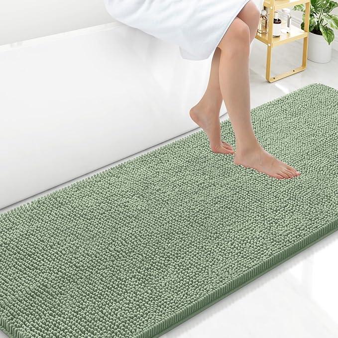 Arotive Bathroom Rugs 70x24, Extra Soft Absorbent Shaggy Chenille Bath Rugs, Machine Washable Rubber Backing Non-Slip Bath Mats for Bathroom Floor Tub and Shower, Home Decor Accessories, Sage Green - ModernBath
