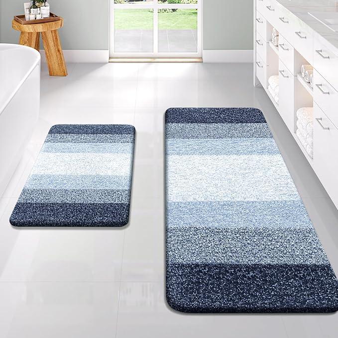 OLANLY Bathroom Runner Rugs 47x24, Extra Soft Absorbent Microfiber Bath Rugs, Rubber Backing, Quick Dry, Washable Bath Mats for Bathroom Floor, Tub and Shower, Home Decor Accessories, Navy Blue - ModernBath