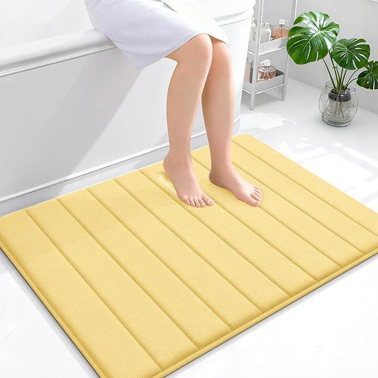OLANLY Memory Foam Bath Mat 40x32, Super Soft Absorbent Bathroom Rugs, Quick Dry, Machine Washable Shower Floor Rugs, Bathmat Carpet, Bathroom Home Decor Accessories, Yellow - ModernBath