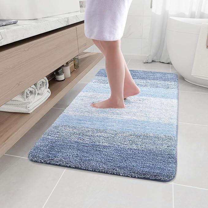 Arotive Microfiber Bathroom Rugs, Shaggy Soft and Absorbent Bath Rug, Non-Slip, Thick Plush Machine Washable Dry Bath Mats for Bathroom, Tub and Shower, 44x32, Light Blue, Rectangular - ModernBath