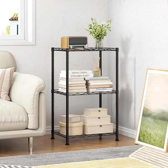 HOMEFORT Storage Shelves, 3-Wire Shelving, Metal Shelving Unit Adjustable Storage Shelves Rack for Kitchen, Pantry, Bathroom, Black, 15.7" W x 11.4" D x 30" H - ModernBath