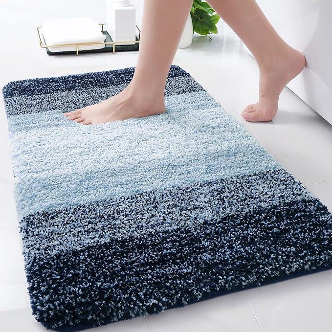 Arotive Microfiber Bathroom Rugs, Shaggy Soft and Absorbent Bath Rug, Non-Slip, Thick Plush Machine Washable Dry Bath Mats for Bathroom, Tub and Shower, 34x21, Dark Blue, Rectangular - ModernBath