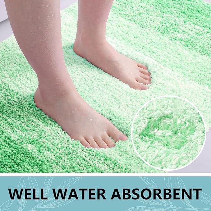 Arotive Microfiber Bathroom Rugs, Shaggy Soft and Absorbent Bath Rug, Non-Slip, Thick Plush Machine Washable Dry Bath Mats for Bathroom, Tub and Shower, 47x24, Green, Rectangular - ModernBath