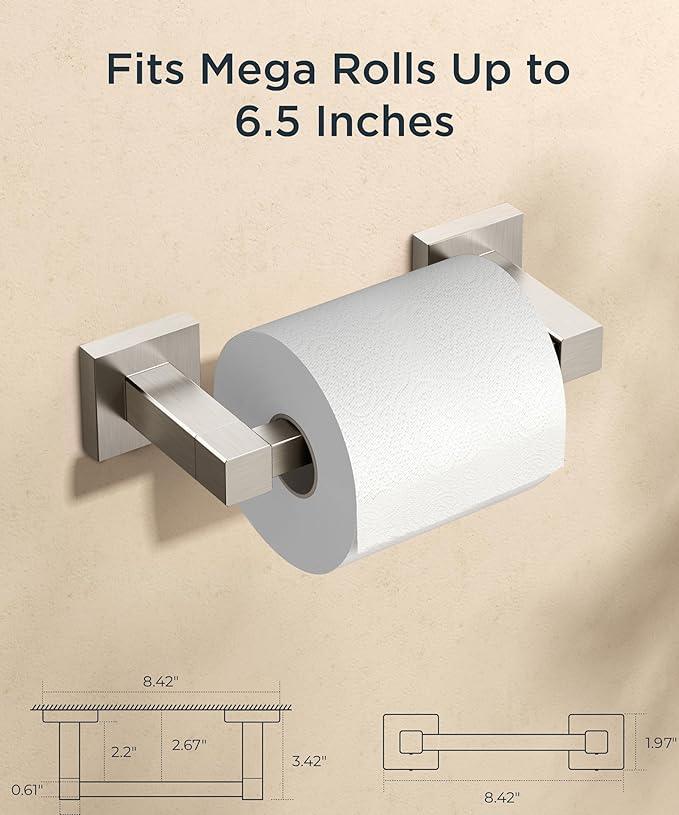 FORIOUS Toilet Paper Holder Wall Mount, Stainless Steel Rustproof Double Post Pivoting Tissue Roll Holder for Bathroom, Commercial Toilet Paper Dispenser (Stainless Steel, Square) - ModernBath
