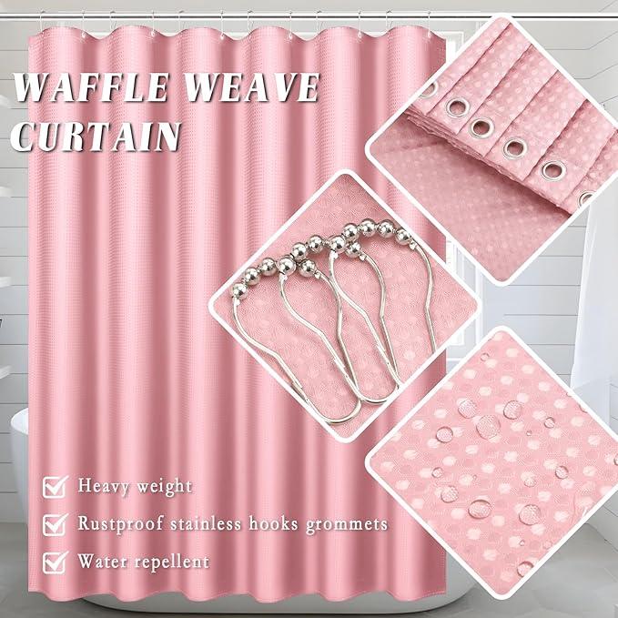 XLHOMO 28PC Bathroom Set - Gorgeous Pink Bathroom Set, Bathroom Accessory Set, Pink Shower Curtain Set with 5PC Shower Caddy - ModernBath