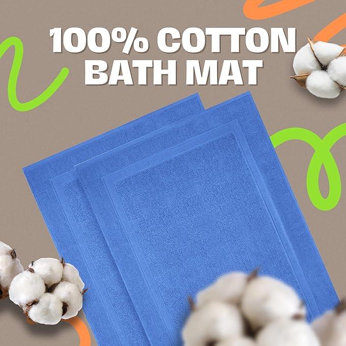 Infinitee Xclusives Premium Cotton Bath Mats for Bathroom – Pack of 2 | 34x22 Inches | Ultra Soft, Super Absorbent, Non-Slip, Machine Washable Mats (Eloquent Blue) [Not a Rug] - ModernBath