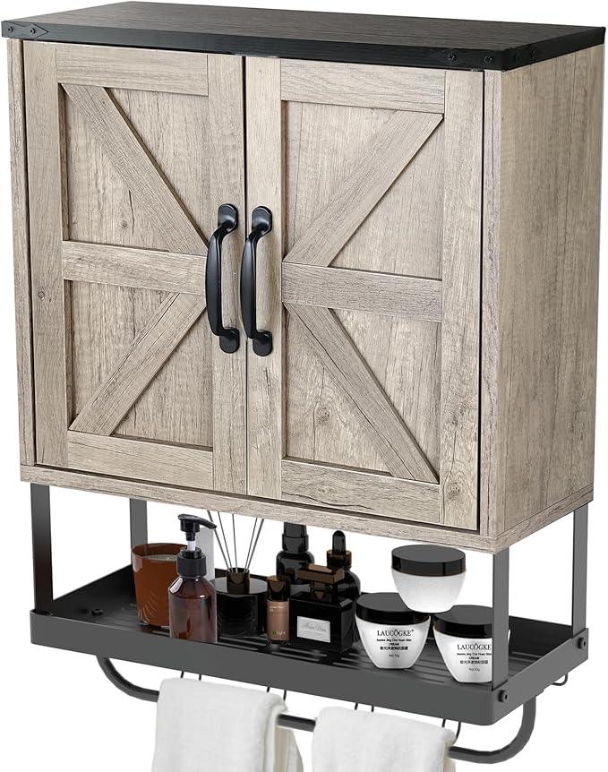 Over The Toilet Storage Cabinet, Bathroom Above Toilet Cabinet Organizer with Doors and Adjustable Shelves, Bathroom Shelf Organizer with Anti-Tip Device & Drain Rack, White (Brown) - ModernBath