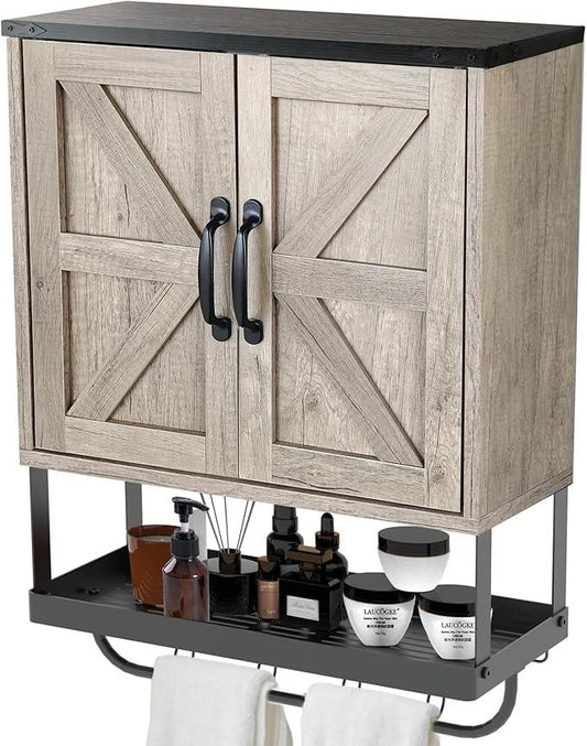 Over The Toilet Storage Cabinet, Bathroom Above Toilet Cabinet Organizer with Doors and Adjustable Shelves, Bathroom Shelf Organizer with Anti-Tip Device & Drain Rack, White (Brown) - ModernBath