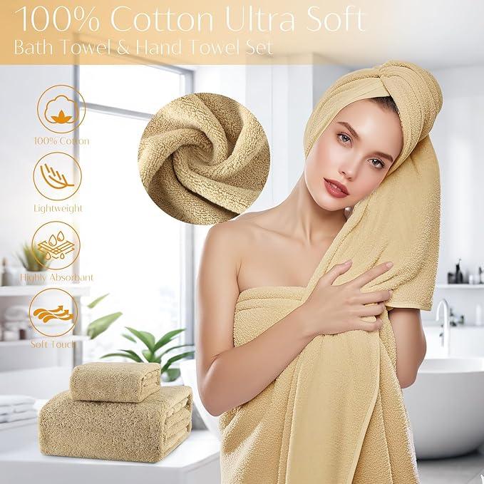 WSBArt 32PCS Bathroom Accessories Set Bathroom Set,Beige Shower Curtain Set,Bath Towel Set,Hand Towel,Toilet Brush,Trash Can & 3PCS Soap Dispenser - ModernBath