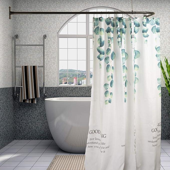 Artiwell L Shaped Shower Curtain Rod, Bathroom Bathtub Corner Shower Curtain Rod with Ceiling Support (MATT BLACK) - ModernBath
