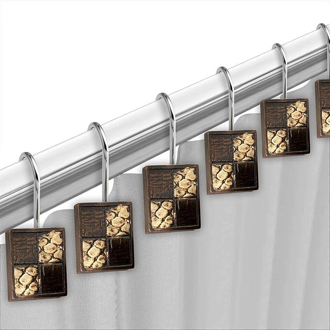 Zahari Home 13pc Zambia Animal Shower Curtain Set & Hooks - Classic Fabric Shower Curtain - Unique Western Country Design - ModernBath