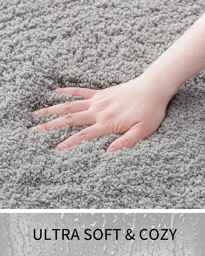 Ruggnovea Bathroom Rugs Non Slip Washable, Ultra Soft Thick Shaggy Absorbent Bath Mats, High Density Foam Latex Non Slip Backing Bath Rugs, Microfiber Bath Mats for Bathroom Floor&Sink,24x17,Grey - ModernBath