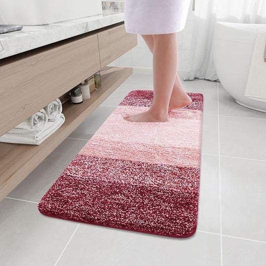 Arotive Microfiber Bathroom Rugs, Shaggy Soft and Absorbent Bath Rug, Non-Slip, Thick Plush Machine Washable Dry Bath Mats for Bathroom, Tub and Shower, 47x17, Burgundy, Rectangular - ModernBath