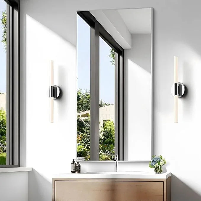BONEWEI Silver Bathroom Mirror,24x48 inch Wall Mirror for Bathroom Wall Mounted,Large Rectangle Mirror for Bathroom Over Sink,Modern Metal Frame for Living Room,Bedroom Entryway,Horizontal/Vertical - ModernBath